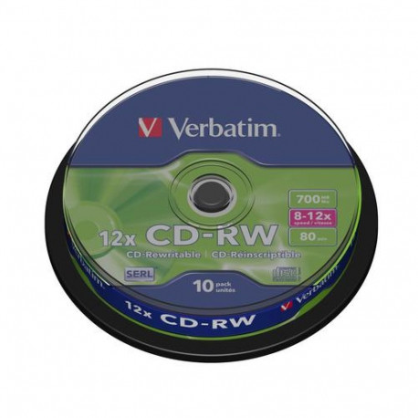 Matricas CD-RW SERL Verbatim 700MB 12x, 10 Pack Spindle