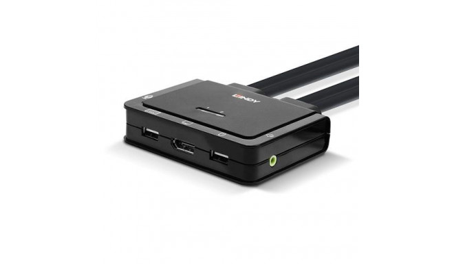 Lindy 2 Port DisplayPort 1.2, USB Type C, USB 2.0 and Audio Cable KVM Switch
