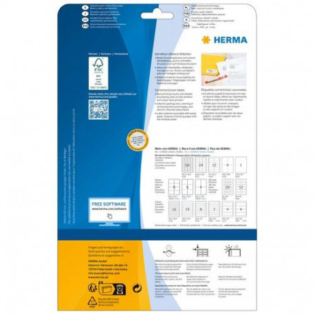 HERMA Correction/covering labels A4 210x297 mm white paper matt opaque 25 pcs.