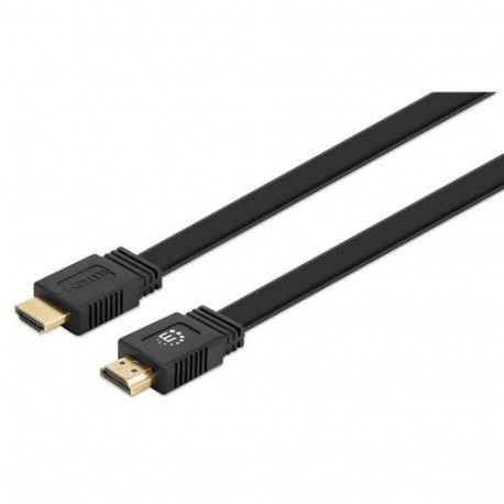 Manhattan HDMI Cable with Ethernet (Flat), 4K@60Hz (Premium High Speed), 5m, Male to Male, Black, Ul