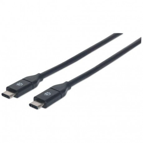 Manhattan USB-C to USB-C Cable, 1m, Male to Male, Black, 10 Gbps (USB 3.2 Gen2 aka USB 3.1), 3A (fas