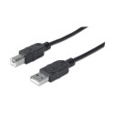 Manhattan USB-A to USB-B Cable, 1.8m, Male to Male, Black, 480 Mbps (USB 2.0), Equivalent to USB2HAB