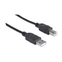 Manhattan USB-A to USB-B Cable, 1.8m, Male to Male, Black, 480 Mbps (USB 2.0), Equivalent to USB2HAB