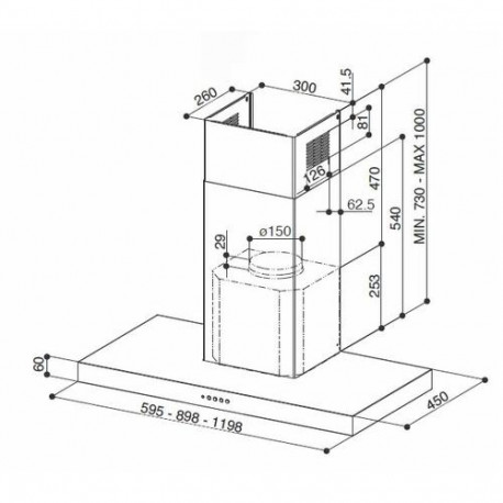FABER S.p.A. Stilo Smart X A90 Wall-mounted Stainless steel C 435 m³/h