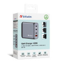 Verbatim GNC-100 GaN Charger 100W with 2 x USB-C PD 100W / 1 x USB-C PD 65W / 1 x USB-A QC 3.0 (EU/U