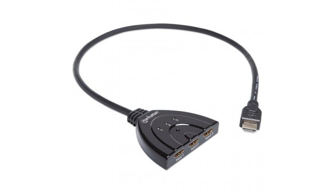 Manhattan HDMI Switch 3-Port, 1080p, Connects x3 HDMI sources to x1 display, Manual Switching (via b