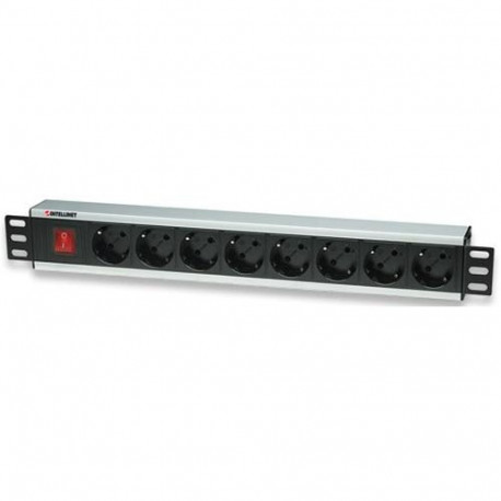 Intellinet 19" 1.5U Rackmount 8-Way Power Strip - German Type EU CEE 7/3 Outlets, With On/O