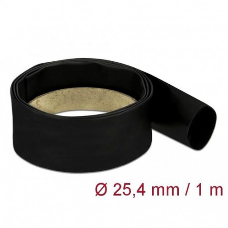 DeLOCK Heat Shrink Tube 1 m x 25.4 mm Shrinkage Ratio 4:1 black
