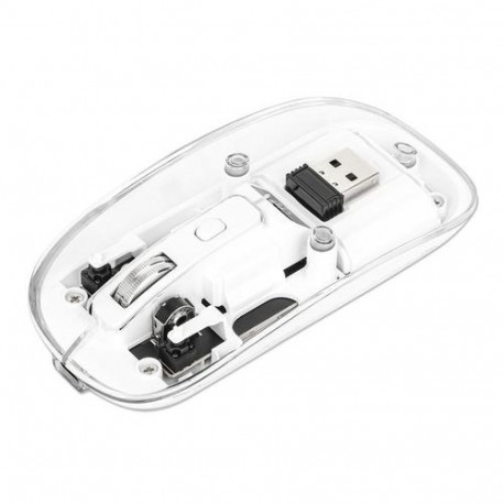 Manhattan Transparent Rechargeable Wireless Mouse, Clear/White, Adjustable 800/1200/1600dpi, With RG