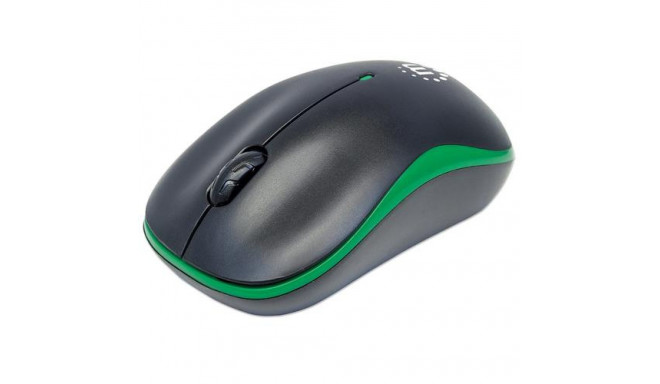 Manhattan Success Wireless Mouse, Black/Green, 1000dpi, 2.4Ghz (up to 10m), USB, Optical, Three Butt