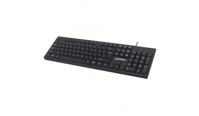 Manhattan Keyboard USB Wired, Black, Full Size Keys, Cable 1.5m, USB-A connection, Plug and Play, Th