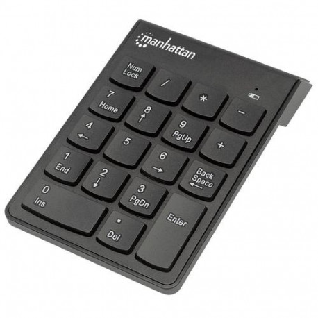 Manhattan Numeric Keypad, Wireless (2.4GHz), USB-A Micro Receiver, 18 Full Size Keys, Black, Membran