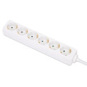 Manhattan Power Distribution Unit EU (2-pin), x6 gang/output, 2m cable, 16A, White, Extension Lead,  Manhattan Power Distribution Unit EU (2-pin), x6 gang/output, 2m cable, 16A, White, Extension Lead,