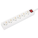 Manhattan Power Distribution Unit EU (2-pin), x6 gang/output with on/off switch, 2m cable, 16A, Whit