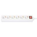 Manhattan Power Distribution Unit EU (2-pin), x6 gang/output with on/off switch, 2m cable, 16A, Whit