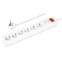 Manhattan Power Distribution Unit EU (2-pin), x6 gang/output with on/off switch (neon) and Surge Pro