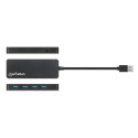 Manhattan USB-A 4-Port Hub, 4x USB-A Ports, 5 Gbps (USB 3.2 Gen1 aka USB 3.0), Bus Power, Equivalent