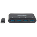 Manhattan USB-C Dock/Hub, Ports (x4): USB-A (x4), 5 Gbps (USB 3.2 Gen1 aka USB 3.0), External Power 