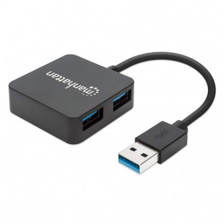 Manhattan USB-A 4-Port Hub, 4x USB-A Ports, 5 Gbps (USB 3.2 Gen1 aka USB 3.0), USB powered (no exter