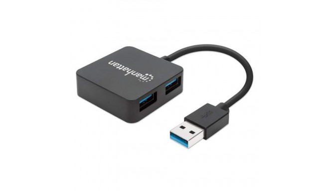 Manhattan USB-A 4-Port Hub, 4x USB-A Ports, 5 Gbps (USB 3.2 Gen1 aka USB 3.0), Bus Power, Fast charg