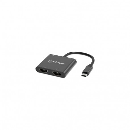 Manhattan USB-C to Dual HDMI & USB-A Adapter, Dual 4K@30Hz or Single 4K@60Hz, Power Delivery 100