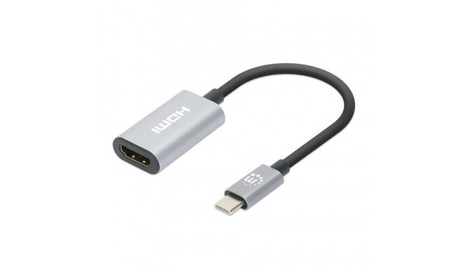 Manhattan USB-C to HDMI Cable, 4K@60Hz, 5 Gbps (USB 3.2 Gen1 aka USB 3.0), 11cm, Black/Silver, Male 