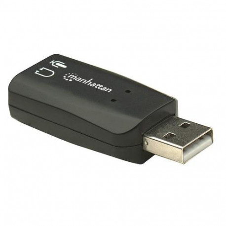 Manhattan USB-A Sound Adapter, USB-A to 3.5mm Mic-in and Audio-Out ports, 480 Mbps (USB 2.0), suppor