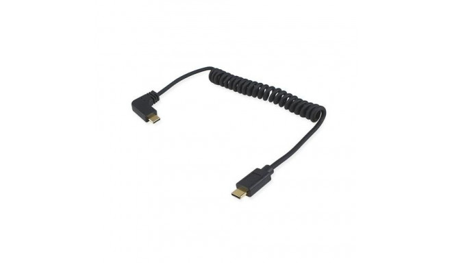Equip USB 2.0 C to C 90°angled Coiled Cable, M/M, 1 m