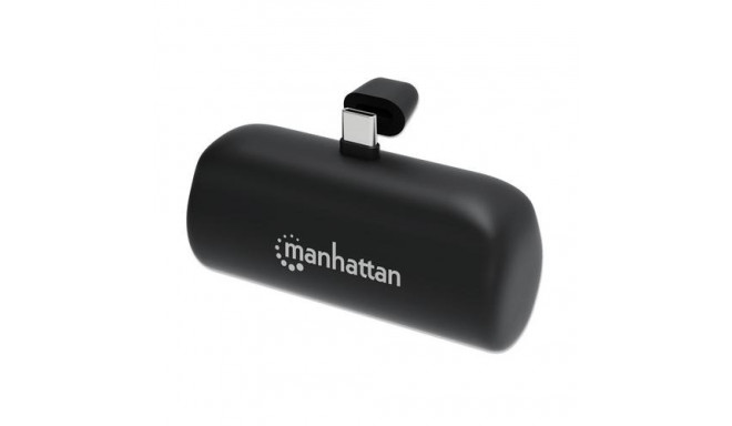 Manhattan Power Bank with integrated USB-C plug, 5000 mAh, Up to 20W output, Kickstand for Use as Ch