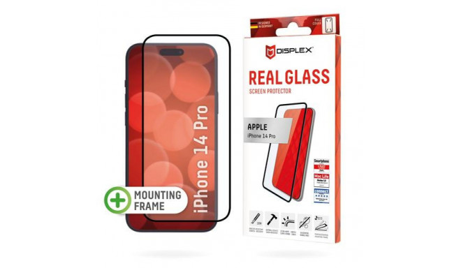 Displex Full Cover Screen Protector (10H) for Apple iPhone 14 Pro, Eco Mounting Frame, full screen c