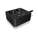 "Steckdosenleiste Doppelsteckdose + 2x USB-Port ICY BOX Black"