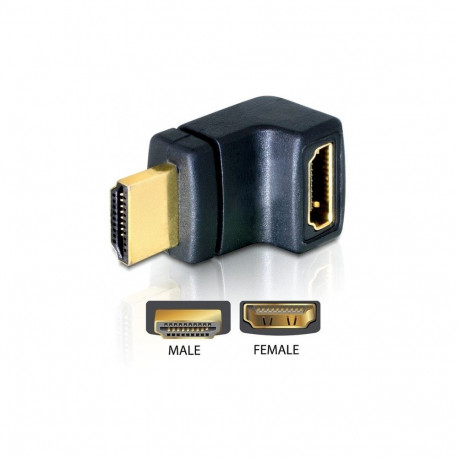 HDMI-adapter HDMI-pistik–HDMI-pesa, 90° ülespoole