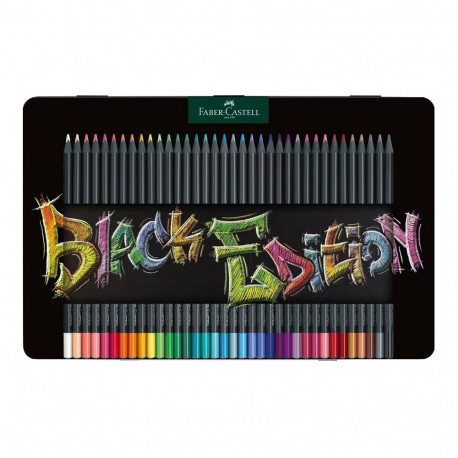 FABER-CASTELL värvipliiatsid Black Edition, 36 tk, metallkarbis