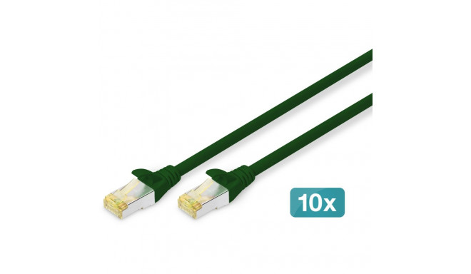 "DIGITUS CAT 6A S/FTP Patchkabel, 10 Stück, 0,5m, grün"