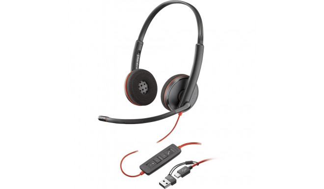 "HP Poly Blackwire 3220 Stereo USB-C Headset +USB-C/A Adapter (Bulk) (209749-201/209745-201)"