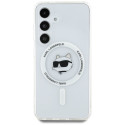 Case Karl Lagerfeld Button Choupette pealetrükitud logoga MagSafe Samsung Galaxy S25+ valge