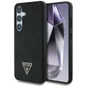 Case Guess Grained Hot Stamp Peony Pattern Triangle Logo MagSafe for Samsung Galaxy S25 black