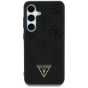 Case Guess Grained Hot Stamp pojengimustriga kolmnurkse logoga MagSafe jaoks Samsung Galaxy S25 must