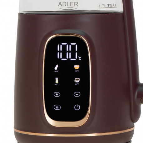 Adler veekeetja LED-ekraaniga AD 1305 elektriline 2200 W 1,7 l plastmass 360° pöörlev alus burgundia