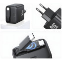 USAMS Charger 1xUSB-C with retractable USB-C Retractable PD+QC 30W Gan Fast Charging black/blac
