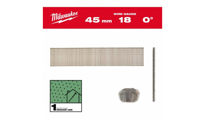 Galvanized studs MILWAUKEE 18G 0° 1.05x45mm, 5000 pcs.