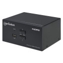 Manhattan HDMI KVM Switch 2-Port, 4K@30Hz, USB-A/3.5mm Audio/Mic Connections, Cables included, Audio