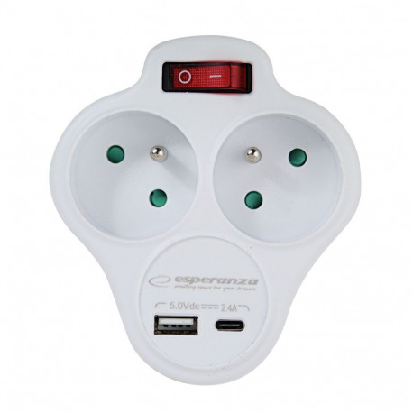 Esperanza ELK311W elektriline jagaja 2 GN. USB-C USB-A sisse. valge