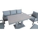 Aiamööblikomplekt RIO laud, diivan, 2 tugitooli ja 2 tumbat, hallikasbeež