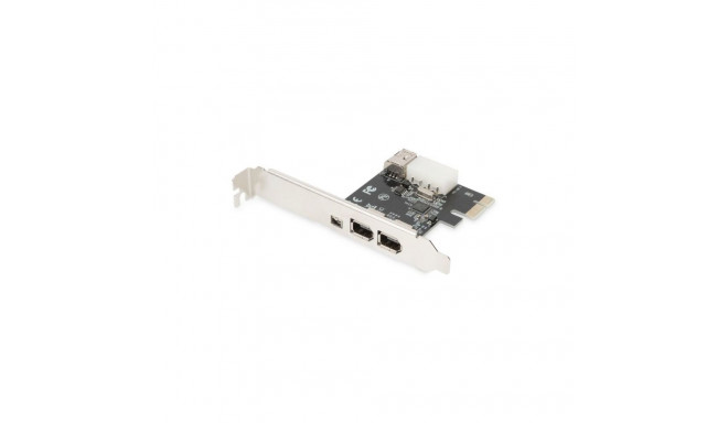 Digitus IEEE 1394a Interface Card, PCI express, 4 Port 1x ext. 1394mini, 2x ext./1x int. 1394a Ports