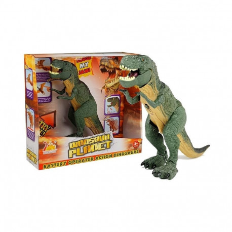 Dinozaur Tyranozaur patareitoitel roheline kõndiv mänguasi