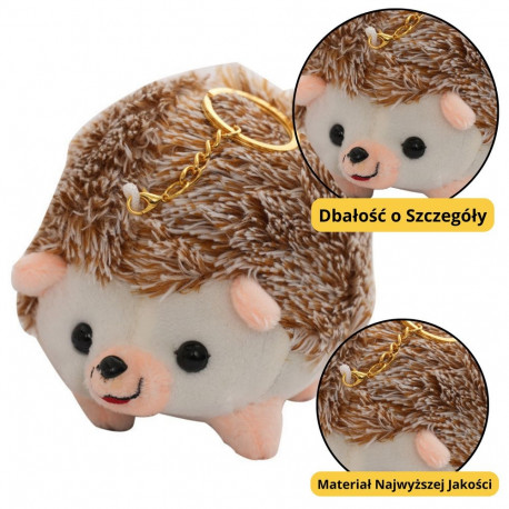 pluszowy siil maskott võtmehoidja rõngas pruun 9cm