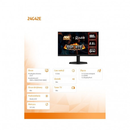 Monitor 24G42E 23,8-tolline 180Hz Fast IPS HDMI DP