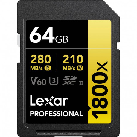 Memory Card - Lexar Professional 64GB 1800x 280R/210W UHS-II SDXC V60 ( 1 pc.) (Non-original packagi