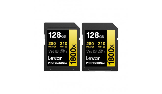 Memory Card - Lexar Professional 128GB 1800x 280R/210W UHS-II SDXC V60 (2 pcs)